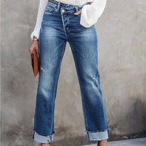 Melarey High Rise Crossover Jeans